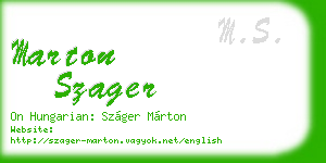 marton szager business card